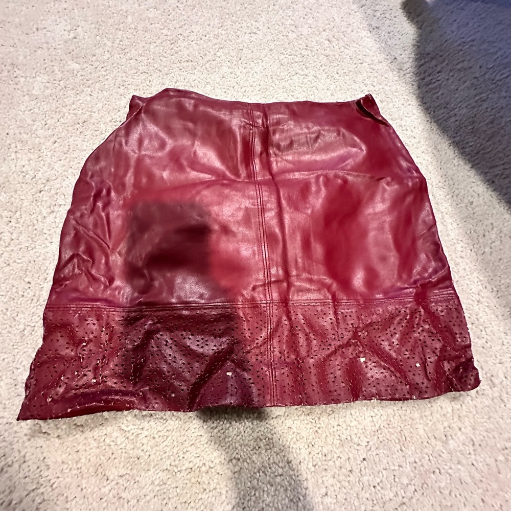 Red leather skirt